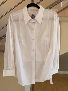 Tory Burch White Cotton Dress Shirt - Spread Collar